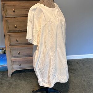 Free People light sand Arland Mini soft denim tunic oversized short sleeve Dress